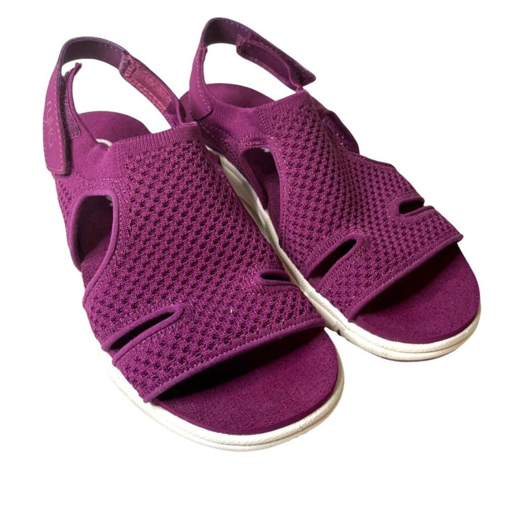 Ryka Womens Sporty Knit Adjustable Sandals Size 6 Purple Comfort Slip-On Shoes